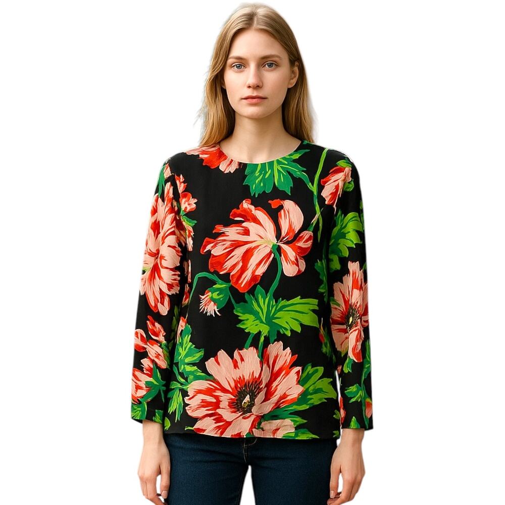 Stella McCartney Long Sleeve Tropical Print Ada Top- sz 38 8 M